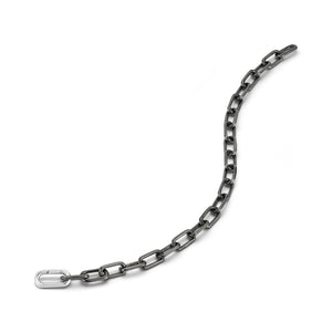 SAXON BLACK RHODIUM LINK BRACELET WITH ELONGATED STERLING SILVER SPRING LOADED CLASP