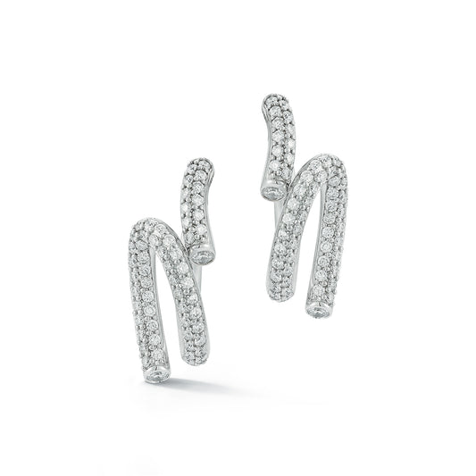 THOBY 18K WHITE GOLD AND DIAMOND DUET SPIRAL EARRINGS