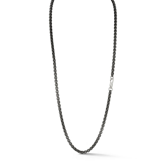 GARNETT STERLING SILVER CHAIN LINK NECKLACE WITH STERLING SILVER CLASP