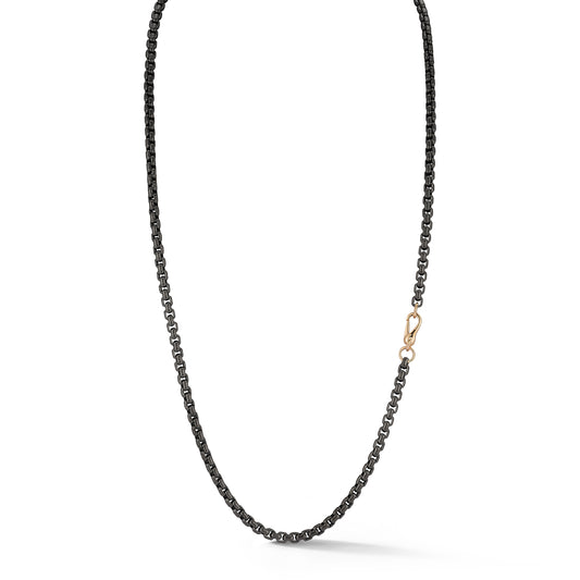 GARNETT STERLING SILVER CHAIN LINK NECKLACE WITH 18K ROSE GOLD CLASP