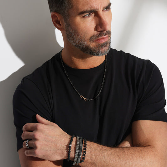 HUXLEY BLACK STERLING SILVER COIL LINK BRACELET