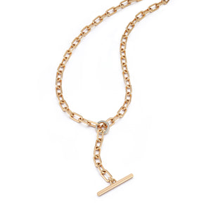 SAXON 18K GOLD AND DIAMOND CHAIN LINK NECKLACE WITH TOGGLE CLOSURE