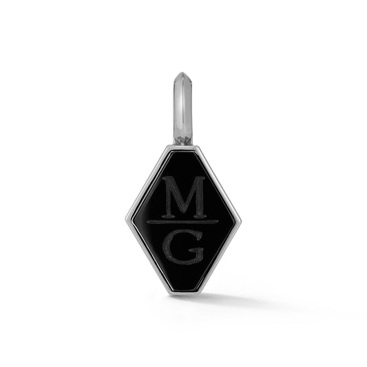 DORA STERLING SILVER, BLACK RHODIUM AND BLACK SPINEL ORIGAMI PENDANT