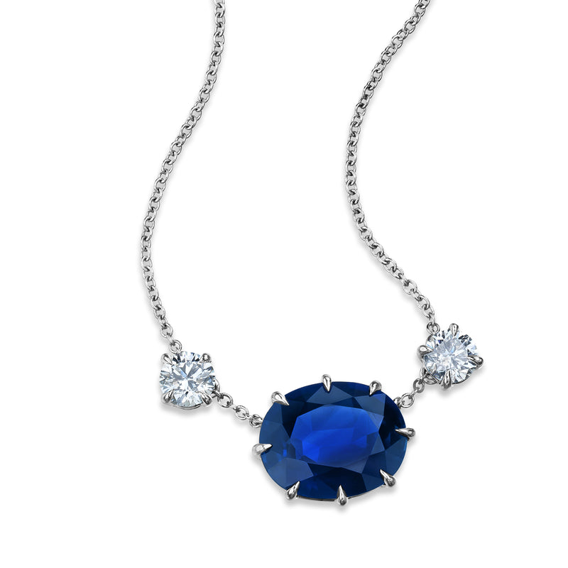 Platinum Sapphire and RBC Diamond Necklace