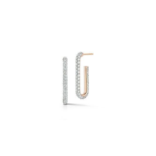 SAXON 18K ELONGATED SINGLE DIAMOND CHAIN LINK EARRINGS