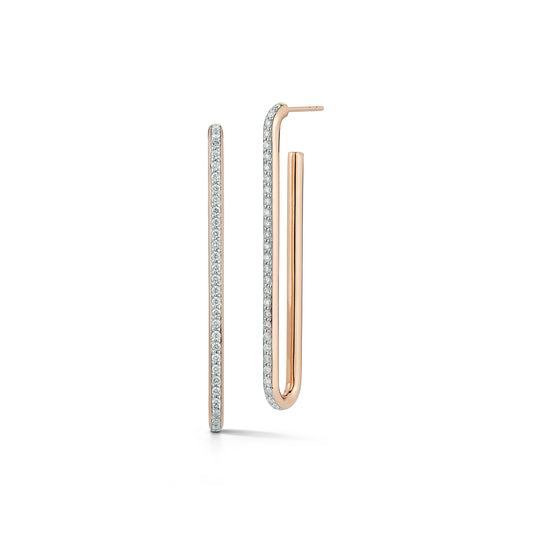 SAXON 18K DIAMOND EXTRA LONG SINGLE CHAIN LINK EARRINGS