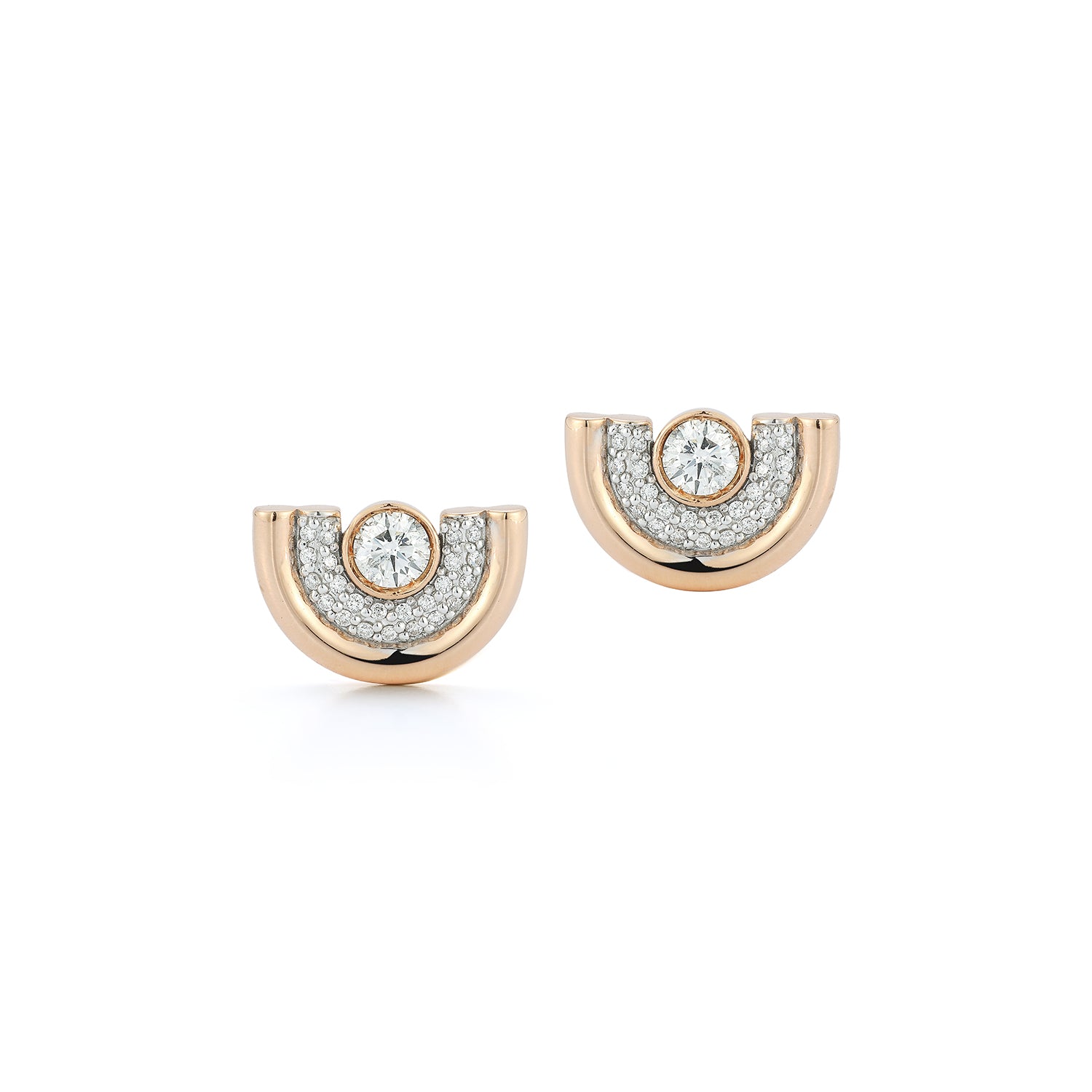 18K Gold Diamond Tiny Bell Earrings