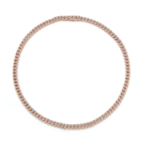 SAXON 18K GOLD AND ALL DIAMOND MINI CURB LINK NECKLACE