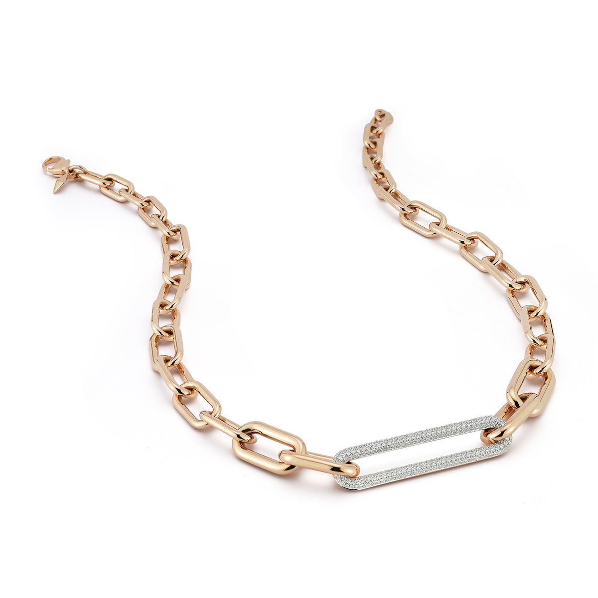 Unido Curb Chain Diamond Choker in 18K Gold - Moritz Glik 18K Rose Gold