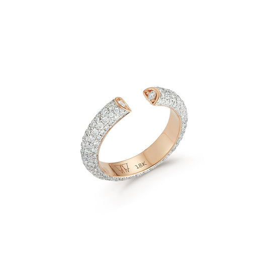 THOBY 18K ALL DIAMOND TUBULAR CUFF RING