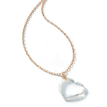 BELL 18K GOLD, DIAMOND AND ROCK CRYSTAL HEART CHARM