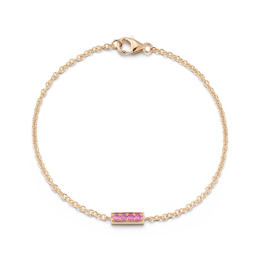 WF CLASSIC 18K GOLD AND PINK SAPPHIRE BAR BRACELET