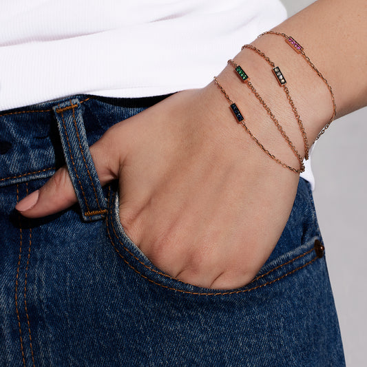 WF CLASSIC 18K GOLD AND PINK SAPPHIRE BAR BRACELET