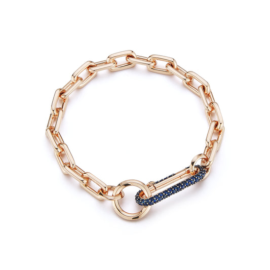 SAXON CHAIN LINK BRACELET WITH BLUE SAPPHIRE CLASP