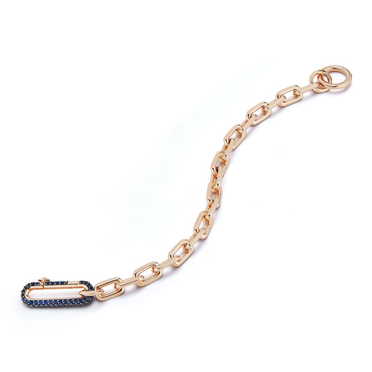 SAXON CHAIN LINK BRACELET WITH BLUE SAPPHIRE CLASP