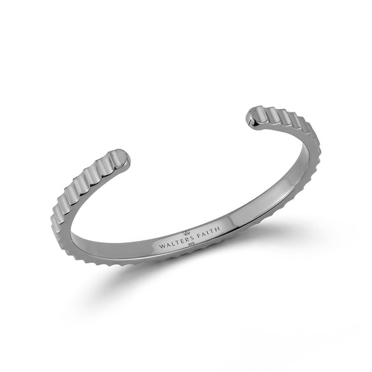 CLIVE STERLING SILVER AND BLACK RHODIUM JUMBO FLUTED CUFF BRACELET