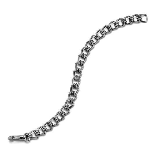 HUXLEY BLACK STERLING SILVER AND BLACK RHODIUM COIL LINK BRACELET