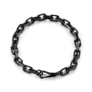 SAXON STERLING SILVER, BLACK RUTHENIUM CABLE CHAIN LINK BRACELET WITH SPRING CLASP