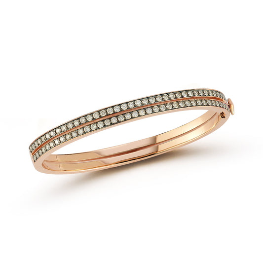WF CLASSIC 18K GOLD AND CHAMPAGNE DIAMOND DOUBLE ROW BANGLE BRACELET