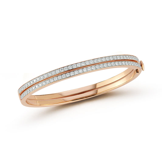 WF CLASSIC 18K GOLD AND DIAMOND DOUBLE ROW BANGLE BRACELET