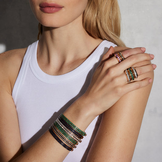 WF CLASSIC BLUE SAPPHIRE DOUBLE ROW BANGLE BRACELET