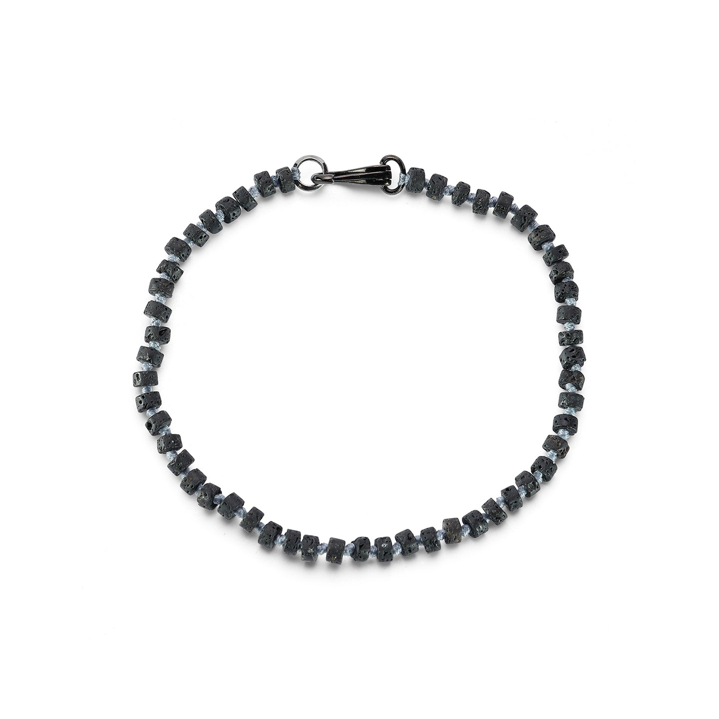 GARNETT STERLING SILVER, BLACK RHODIUM AND LAVA BEAD BRACELET