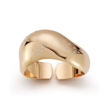 JULIAN 18K GOLD WIDE WAVE CUFF WITH BURNISHED DIAMONDS