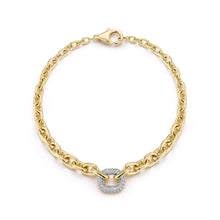 MORRELL 18K GOLD GRADUATED LINK CHAIN BRACELET WITH ONE DIAMOND LINK