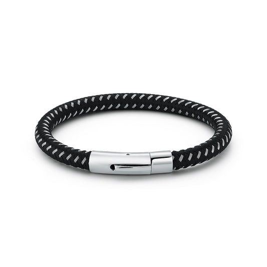 QUENTIN BRAIDED NYLON BRACELET WITH STAINLESS STEEL PUSH CLASP