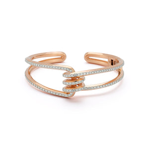 HUXLEY 18K AND DIAMOND COIL CUFF BRACELET
