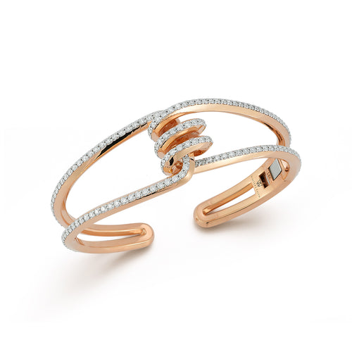HUXLEY 18K AND DIAMOND COIL CUFF BRACELET
