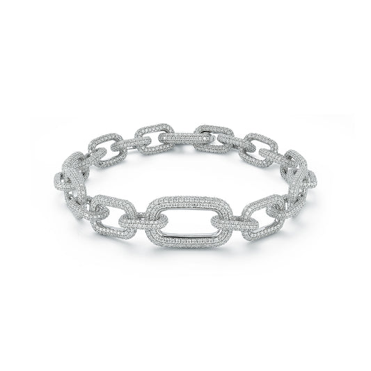 MORRELL WHITE GOLD PAVE DIAMOND GRADUATING LINK BRACELET