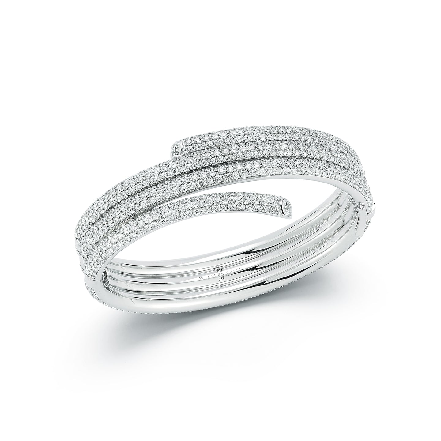 THOBY 18K WHITE GOLD PAVE DIAMOND TRIPLE SPIRAL BRACELET