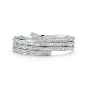 THOBY 18K WHITE GOLD PAVE DIAMOND TRIPLE SPIRAL BRACELET