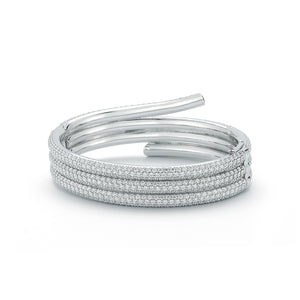 THOBY 18K WHITE GOLD PAVE DIAMOND TRIPLE SPIRAL BRACELET