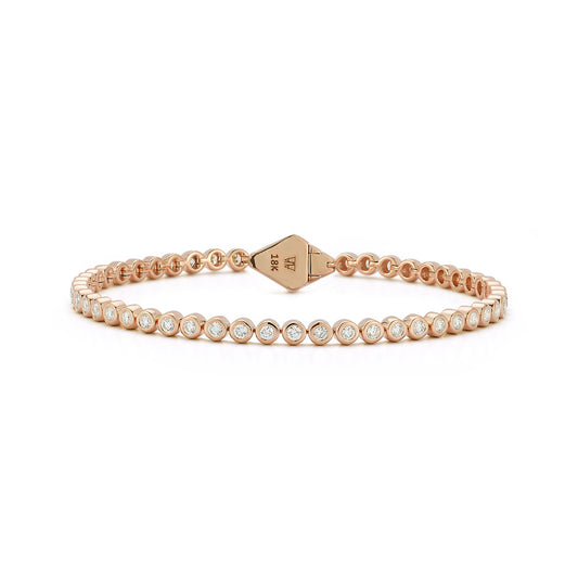 WF CLASSIC 18K BEZEL SET DIAMOND TENNIS BRACELET WITH ORIGAMI CLASP
