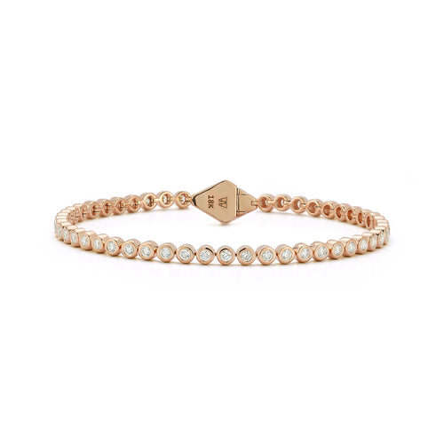 WF CLASSIC 18K BEZEL SET DIAMOND TENNIS BRACELET WITH ORIGAMI CLASP