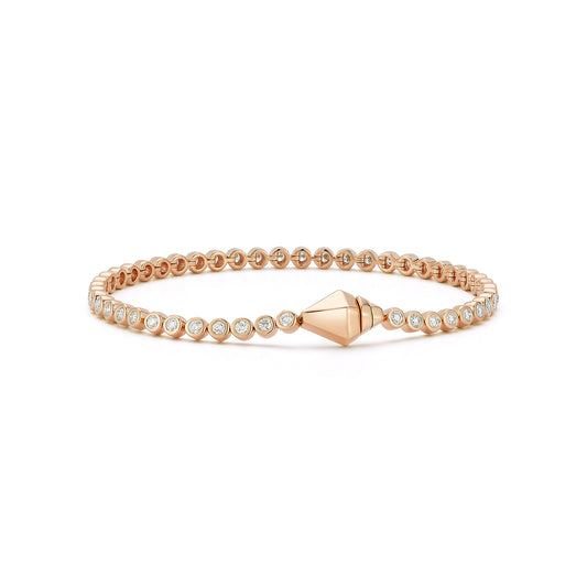 WF CLASSIC 18K BEZEL SET DIAMOND TENNIS BRACELET WITH ORIGAMI CLASP