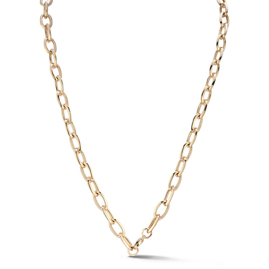 GARNETT 18K GOLD OVAL CHAIN LINK NECKLACE