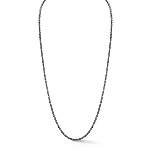 MEN'S STERLING SILVER WITH BLACK RHODIUM TRACE DIAMOND CUT CHAIN NECKLACE