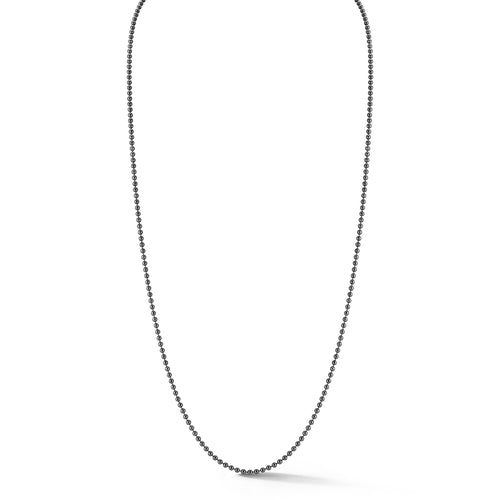 MEN'S STERLING SILVER WITH BLACK RHODIUM BALL CHAIN NECKLACE