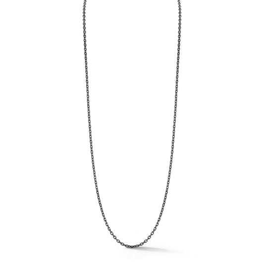 MEN'S STERLING SILVER WITH BLACK RHODIUM THIN DIAMOND CUT CHAIN NECKLACE