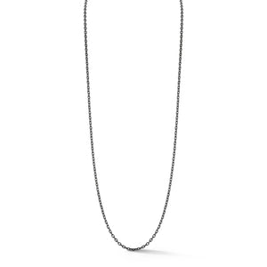 MEN'S STERLING SILVER WITH BLACK RHODIUM THIN DIAMOND CUT CHAIN NECKLACE