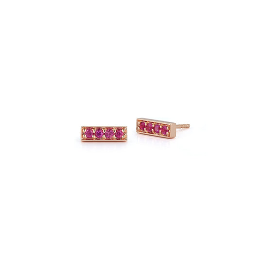 WF CLASSIC 18K PINK SAPPHIRE 1/2 PAIR MINI BAR STUD
