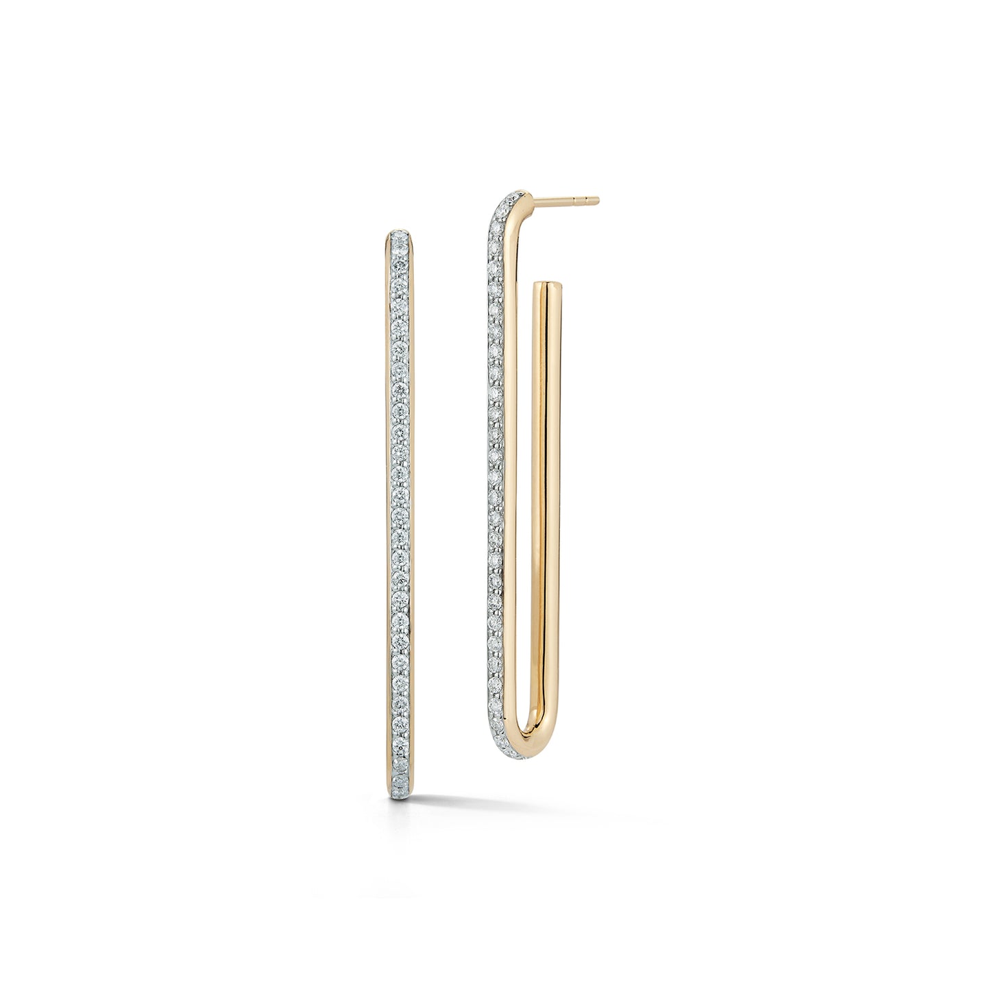 SAXON 18K DIAMOND EXTRA LONG SINGLE CHAIN LINK EARRINGS