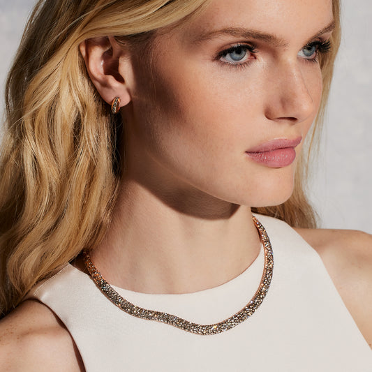 GRANT 18K CHAMPAGNE DIAMOND KNIFE EDGE HUGGIE EARRINGS