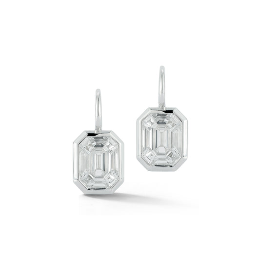 THOBY 18K WHITE GOLD AND DIAMOND ILLUSION SET EARRINGS