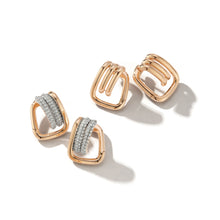 HUXLEY 18K ROSE GOLD AND DIAMOND COIL LINK HUGGIES