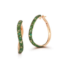 JULIAN 18K GOLD AND GREEN EMERALD CURVED HOOP EARRINGS