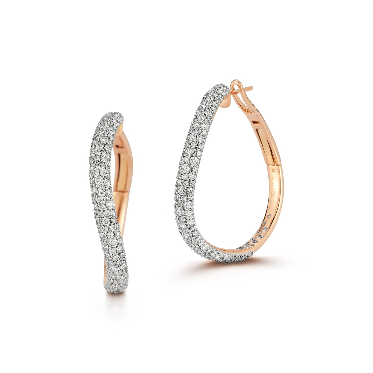 JULIAN 18K GOLD AND DIAMOND CURVED HOOP EARRINGS